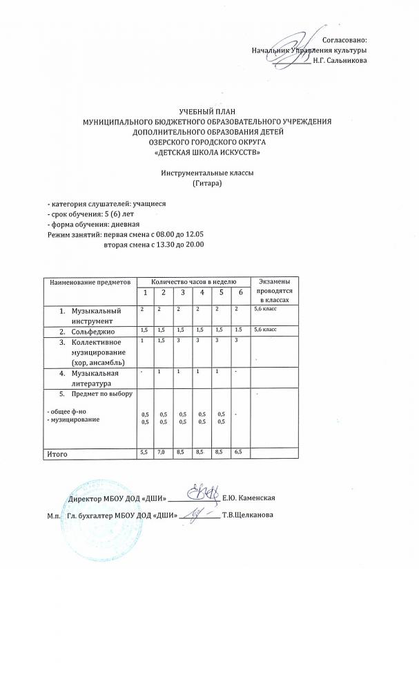 Учебные планы гитара 
